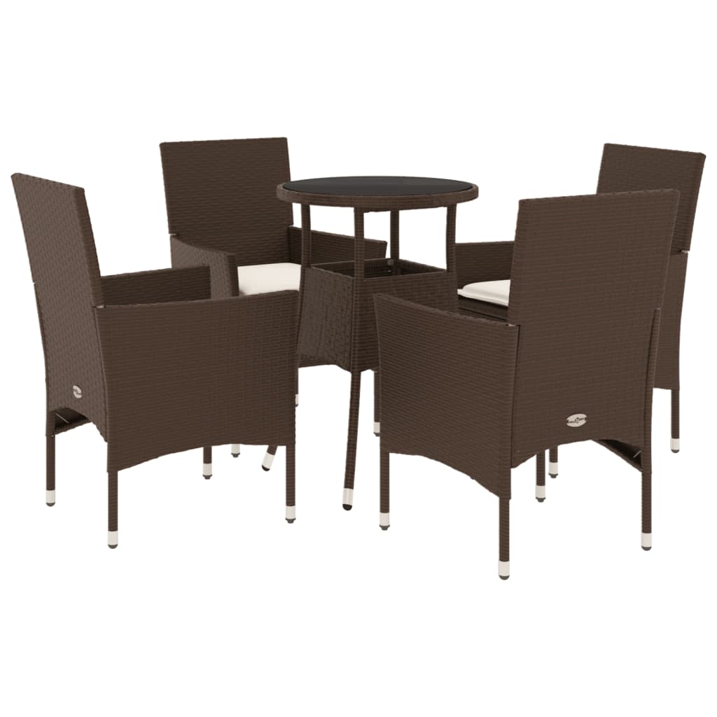 Set da Pranzo da Giardino 5pz con Cuscini Polyrattan e Vetro 3278620