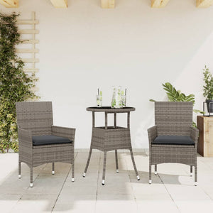 Set da Pranzo da Giardino 3 pz con Cuscini Polyrattan e Vetro 3278621