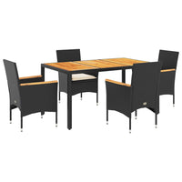 Set Pranzo da Giardino 5 pz con Cuscini Nero Polyrattan Acacia 3278629