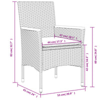 Set Pranzo da Giardino 7 pz Nero con Cuscini Polyrattan Acacia 3278630