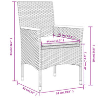 Set Pranzo da Giardino 3pz con Cuscini Polyrattan Acacia Grigio 3278633