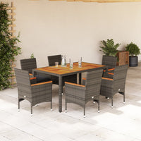 Set da Pranzo da Giardino 7 pz con Cuscini Polyrattan Acacia 3278636