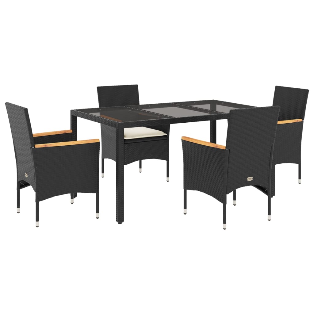 Set da Pranzo da Giardino con Cuscini 5 pz Polyrattan e Vetro 3278647