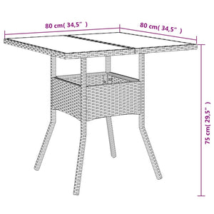 Set da Pranzo da Giardino 3 pz con Cuscini Polyrattan e Vetro 3278703