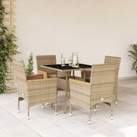 Set da Pranzo da Giardino 5 pz con Cuscini Polyrattan e Vetro 3278708