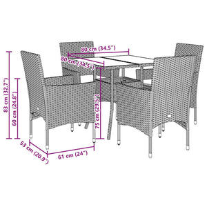 Set Pranzo da Giardino 5 pz con Cuscini Beige Polyrattan Acacia 3278716