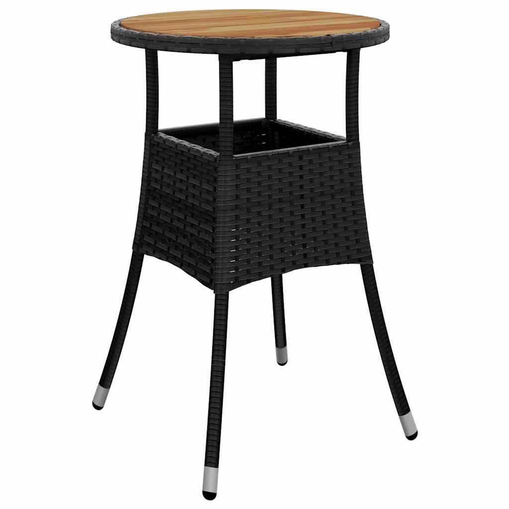 Set Pranzo da Giardino 5 pz con Cuscini Nero Polyrattan Acacia 3278718