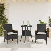 Set da Pranzo da Giardino 3 pz con Cuscini Polyrattan e Vetro 3278721