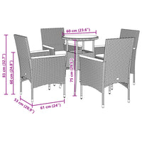 Set da Pranzo da Giardino 5 pz con Cuscini Polyrattan e Vetro 3278726