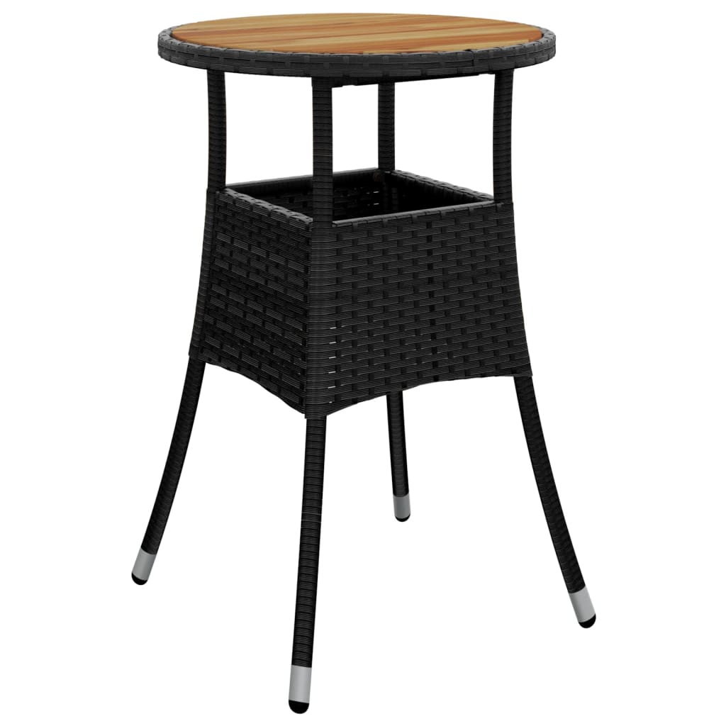 Set Pranzo da Giardino 3 pz con Cuscini Nero Polyrattan Acacia 3278727