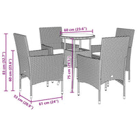 Set Pranzo da Giardino 5 pz con Cuscini Nero Polyrattan Acacia 3278728