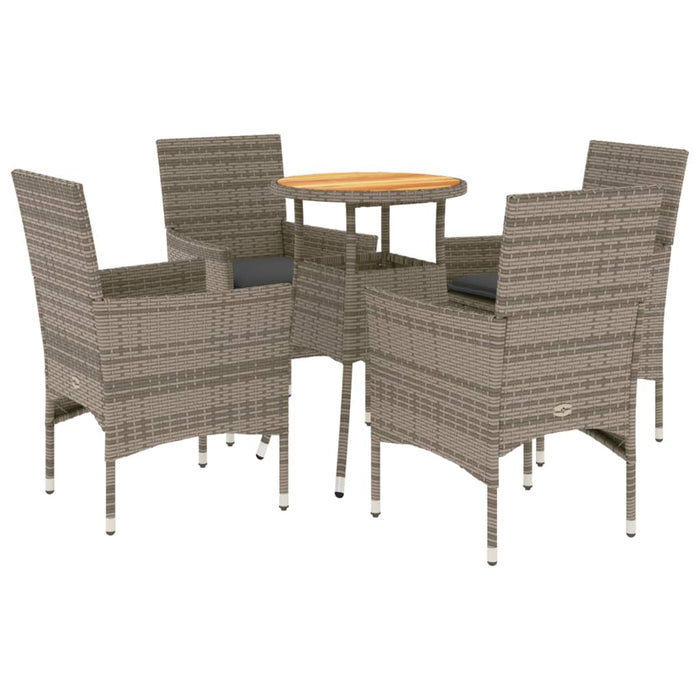 Set Pranzo Giardino 5 pz con Cuscini Grigio Polyrattan Acacia 3278732