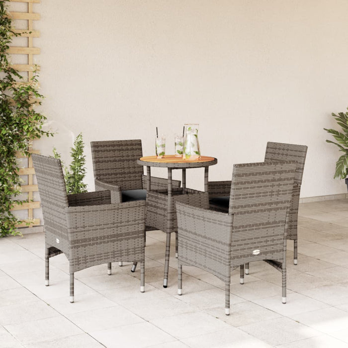 Set Pranzo Giardino 5 pz con Cuscini Grigio Polyrattan Acacia 3278732