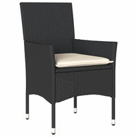 Set da Bistrò 3 pz con Cuscini Nero Polyrattan e Vetro 3278739