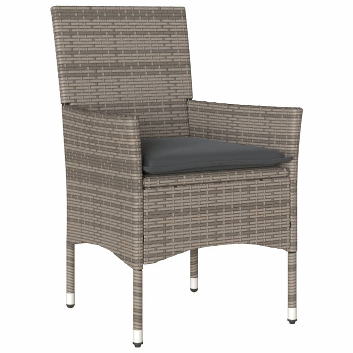 Set da Bistrò 3 pz con Cuscini Grigio Polyrattan e Vetro 3278742