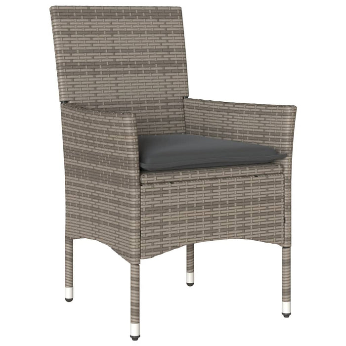 Set da Bistrò 3 pz con Cuscini Grigio Polyrattan e Vetro 3278750