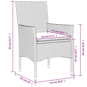 Set da Bistrò 3 pz con Cuscini Grigio Polyrattan e Vetro 3278750