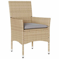 Set da Bistrò 3 pz con Cuscini Beige Polyrattan e Vetro 3278751