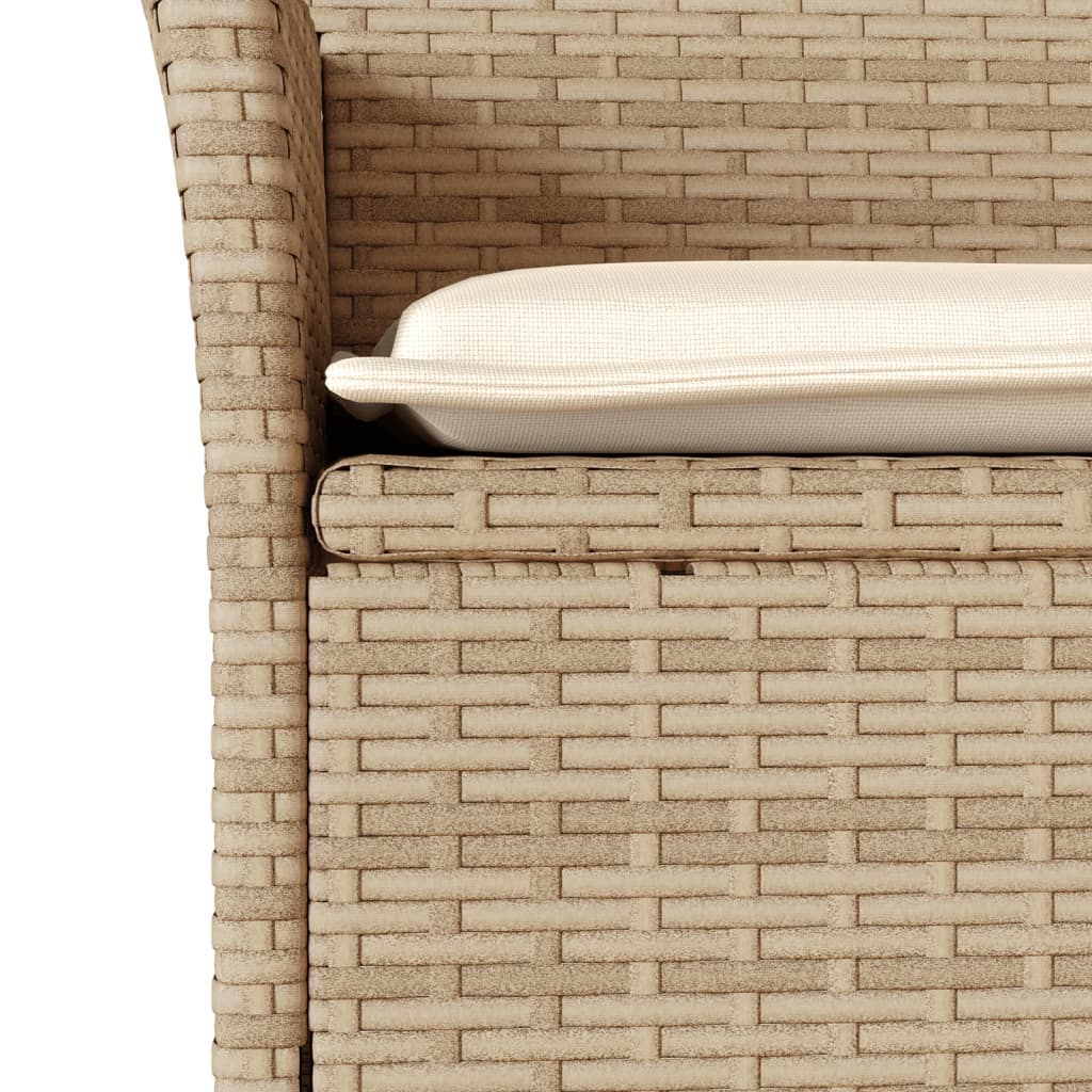 Set da Bistrò 3 pz con Cuscini Beige Polyrattan e Vetro 3278752