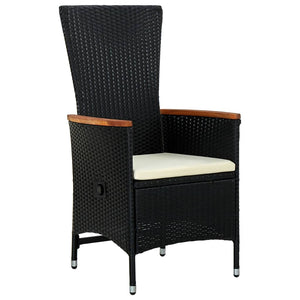 Set da Pranzo da Giardino 9 pz con Cuscini Nero in Polyrattan 3277533