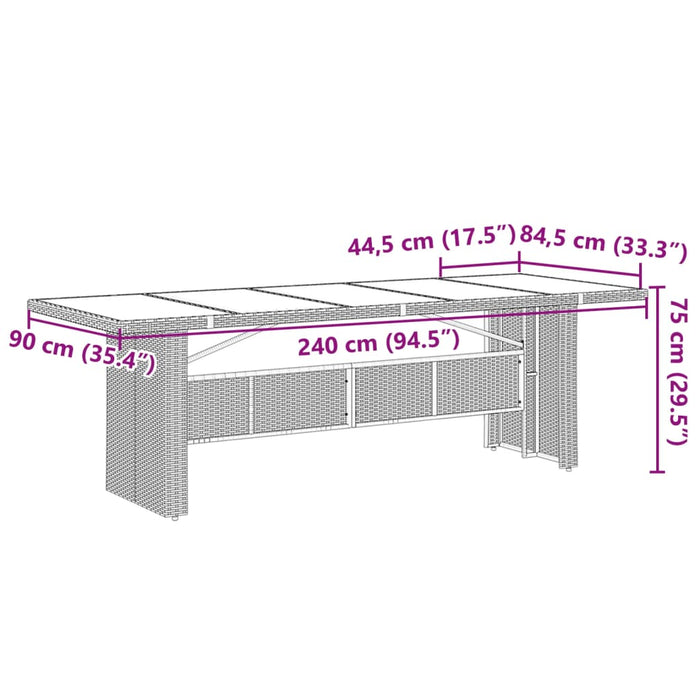 Set da Pranzo da Giardino 9 pz con Cuscini Nero in Polyrattan 3277533