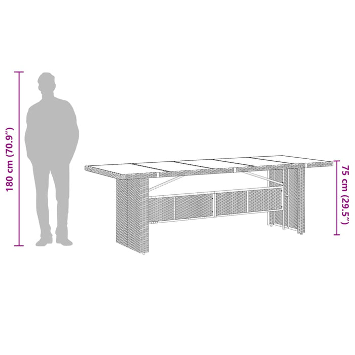 Set da Pranzo da Giardino 9 pz con Cuscini Nero in Polyrattan 3277533