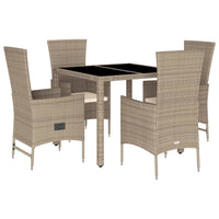 Set da Pranzo da Giardino 5 pz con Cuscini Beige in Polyrattan 3277569