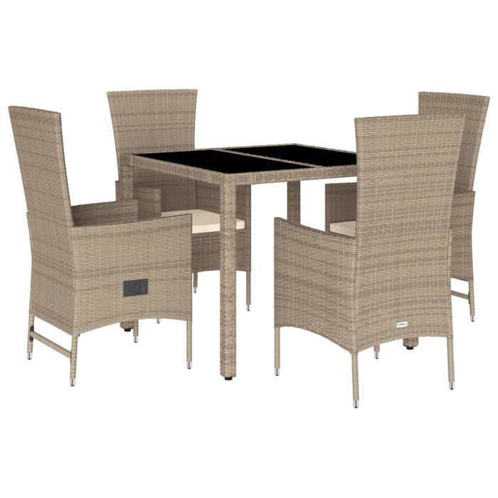 Set da Pranzo da Giardino 5 pz con Cuscini Beige in Polyrattan 3277569