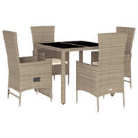 Set da Pranzo da Giardino 5 pz con Cuscini Beige in Polyrattancod mxl 113688