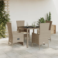 Set da Pranzo da Giardino 5 pz con Cuscini Beige in Polyrattancod mxl 113688