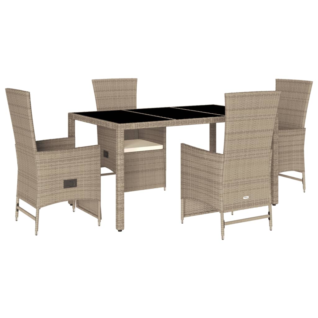 Set da Pranzo da Giardino 5 pz con Cuscini Beige in Polyrattan 3277575