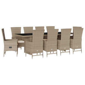 Set da Pranzo da Giardino 11 pz con Cuscini Beige in Polyrattancod mxl 113916