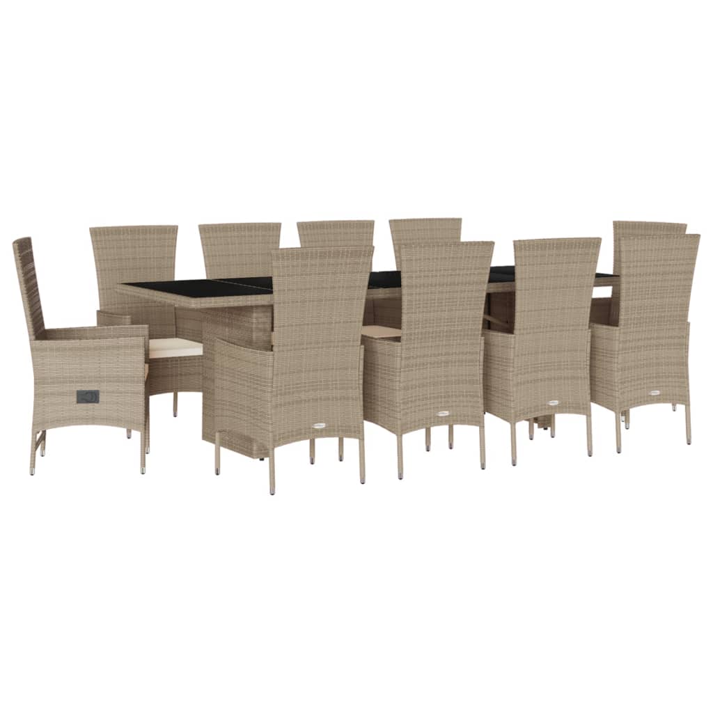 Set da Pranzo da Giardino 7 pz con Cuscini Beige in Polyrattancod mxl 89917