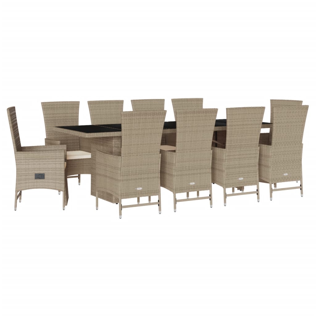 Set da Pranzo da Giardino 11 pz con Cuscini Beige in Polyrattan 3277588