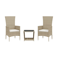 Set da Pranzo da Giardino 3 pz con Cuscini Beige in Polyrattan 3277589