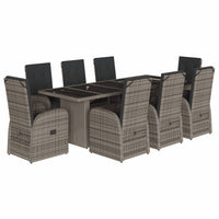 Set da Pranzo da Giardino 9 pz con Cuscini in Polyrattan Grigio 3277605