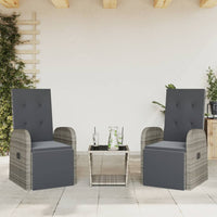 Set da Pranzo da Giardino 3 pz con Cuscini in Polyrattan Grigiocod mxl 113348