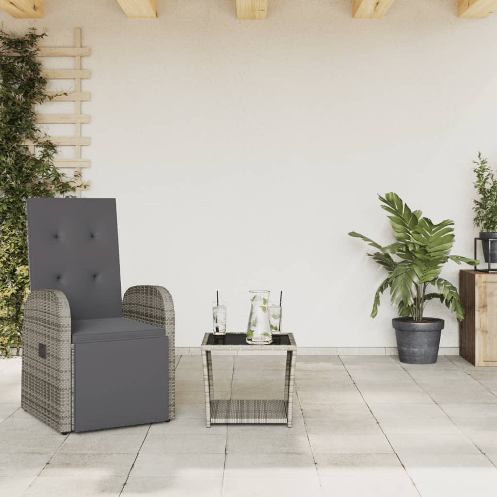 Set da Pranzo da Giardino 2 pz con Cuscini in Polyrattan Grigiocod mxl 89918