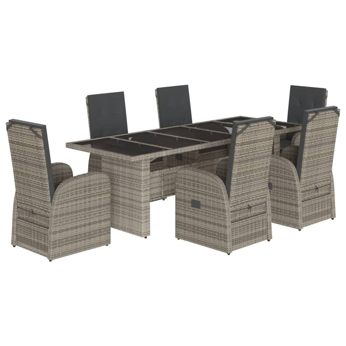 Set da Pranzo da Giardino 7 pz con Cuscini in Polyrattan Grigio 3277618