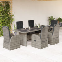 Set da Pranzo da Giardino 7 pz con Cuscini in Polyrattan Grigio 3277618