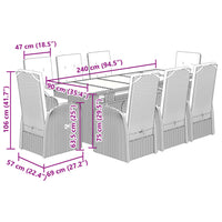 Set da Pranzo da Giardino 9 pz con Cuscini in Polyrattan Grigio 3277619