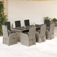 Set da Pranzo da Giardino 9 pz con Cuscini in Polyrattan Grigio 3277619