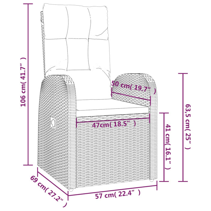 Set da Pranzo da Giardino 9 pz con Cuscini Nero in Polyrattan 3277630