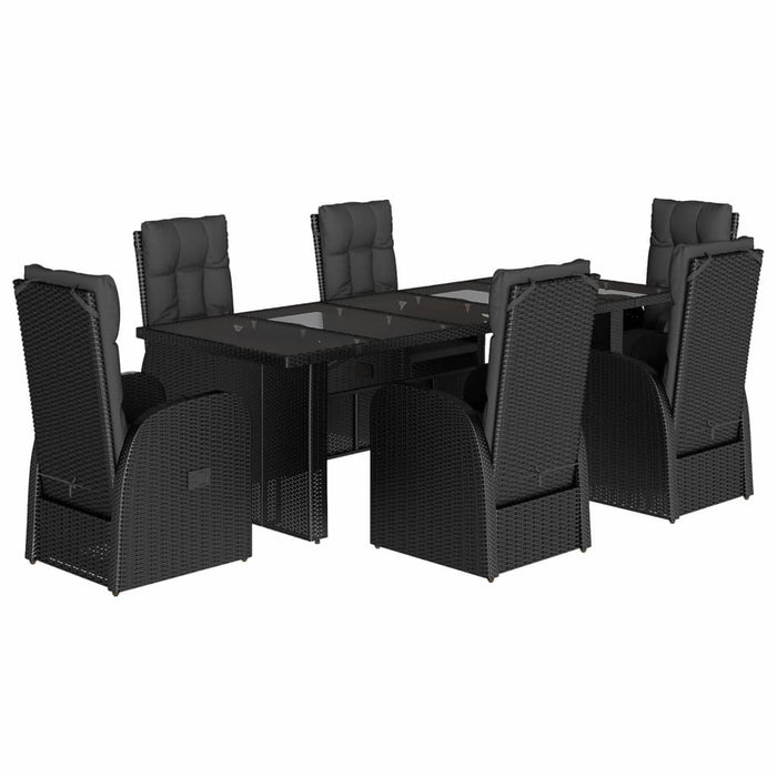 Set da Pranzo da Giardino 7 pz Nero con Cuscini in Polyrattan 3277637