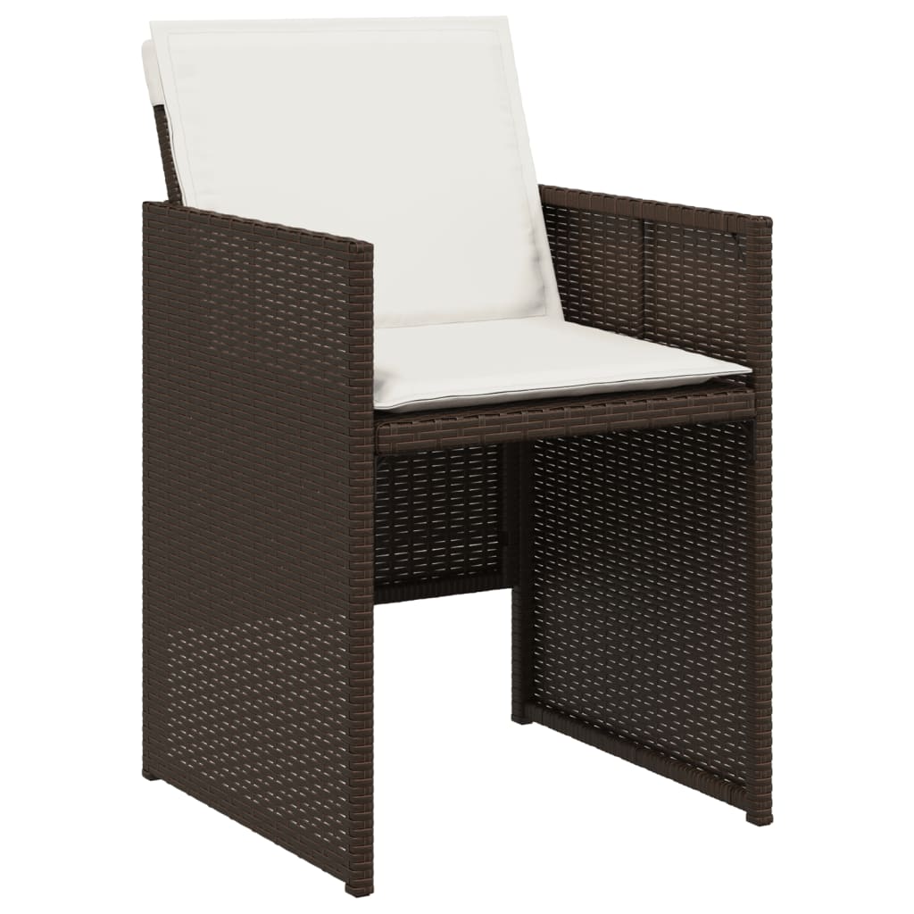 Set da Pranzo da Giardino 5pz con Cuscini in Polyrattan Marrone 3277664