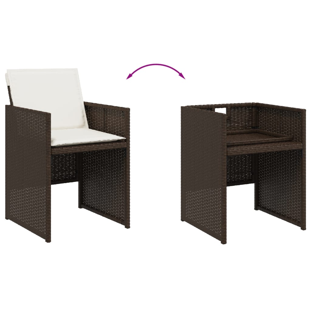 Set da Pranzo da Giardino 5pz con Cuscini in Polyrattan Marrone 3277664