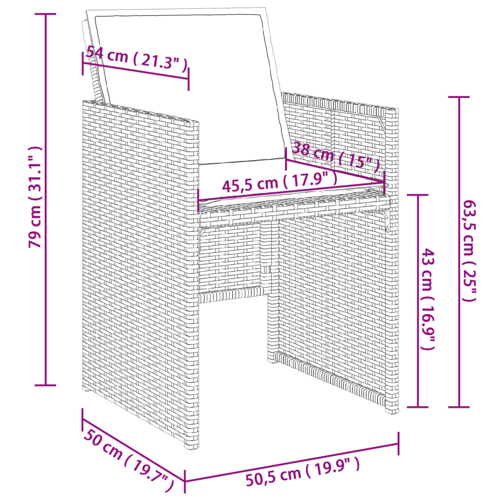 Set da Pranzo da Giardino 5pz con Cuscini in Polyrattan Marrone 3277664