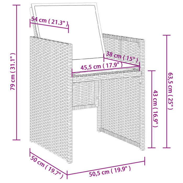 Set da Pranzo da Giardino 5pz con Cuscini in Polyrattan Marrone 3277664