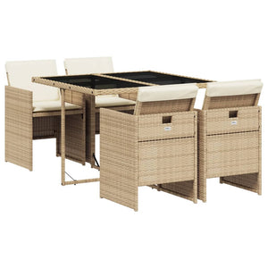 Set da Pranzo da Giardino 5 pz con Cuscini Beige in Polyrattan 3277665