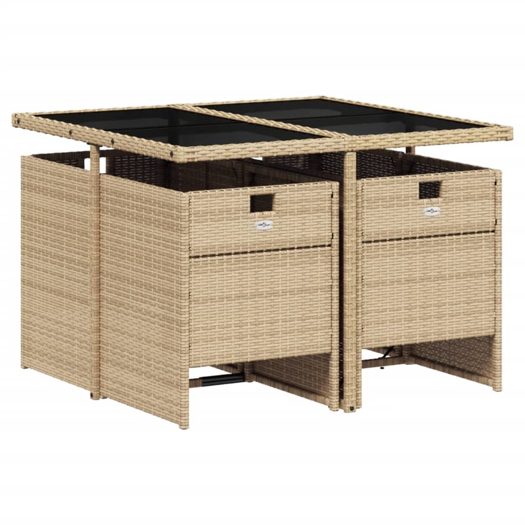 Set da Pranzo da Giardino 5 pz con Cuscini Beige in Polyrattan 3277665